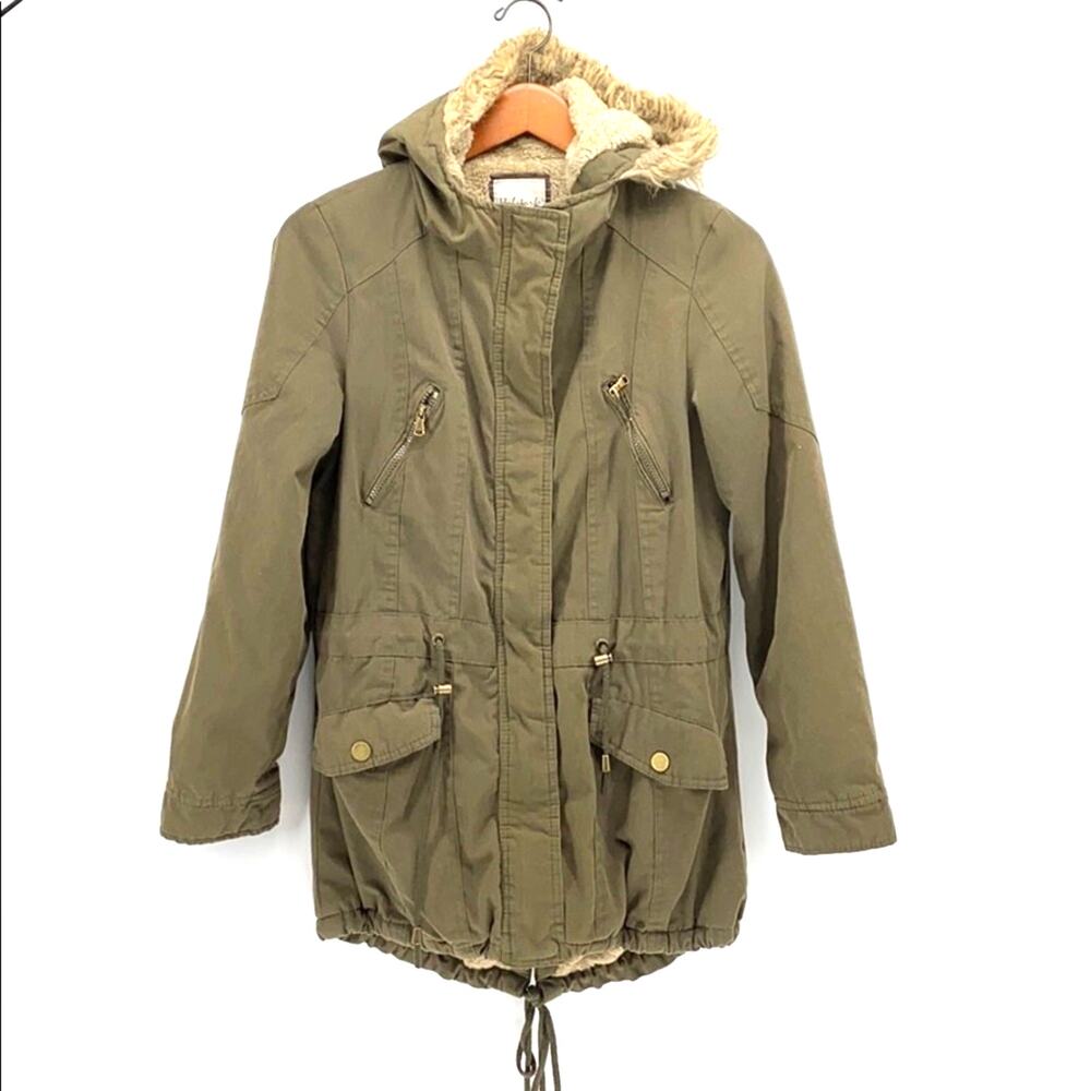 Holstark Sherpa lined army green parka coat thick warm morning winter size M